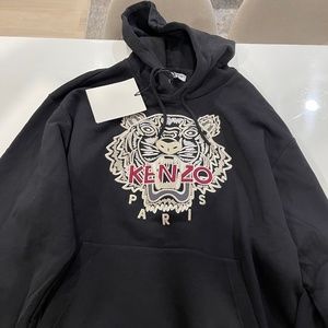 Kenzo Black Embroidered Tiger Hoodie